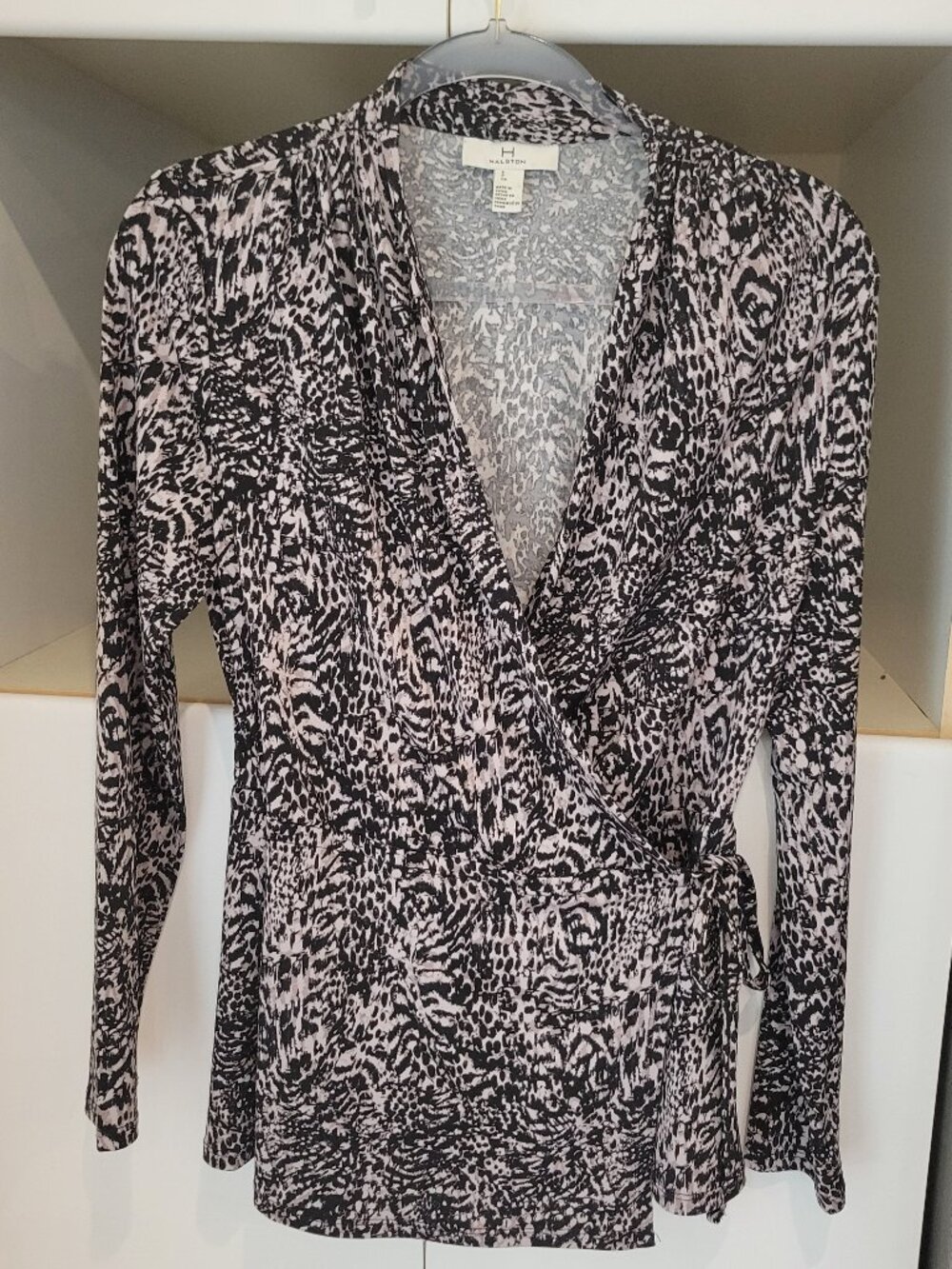 Leopard Print Wrap Blouse